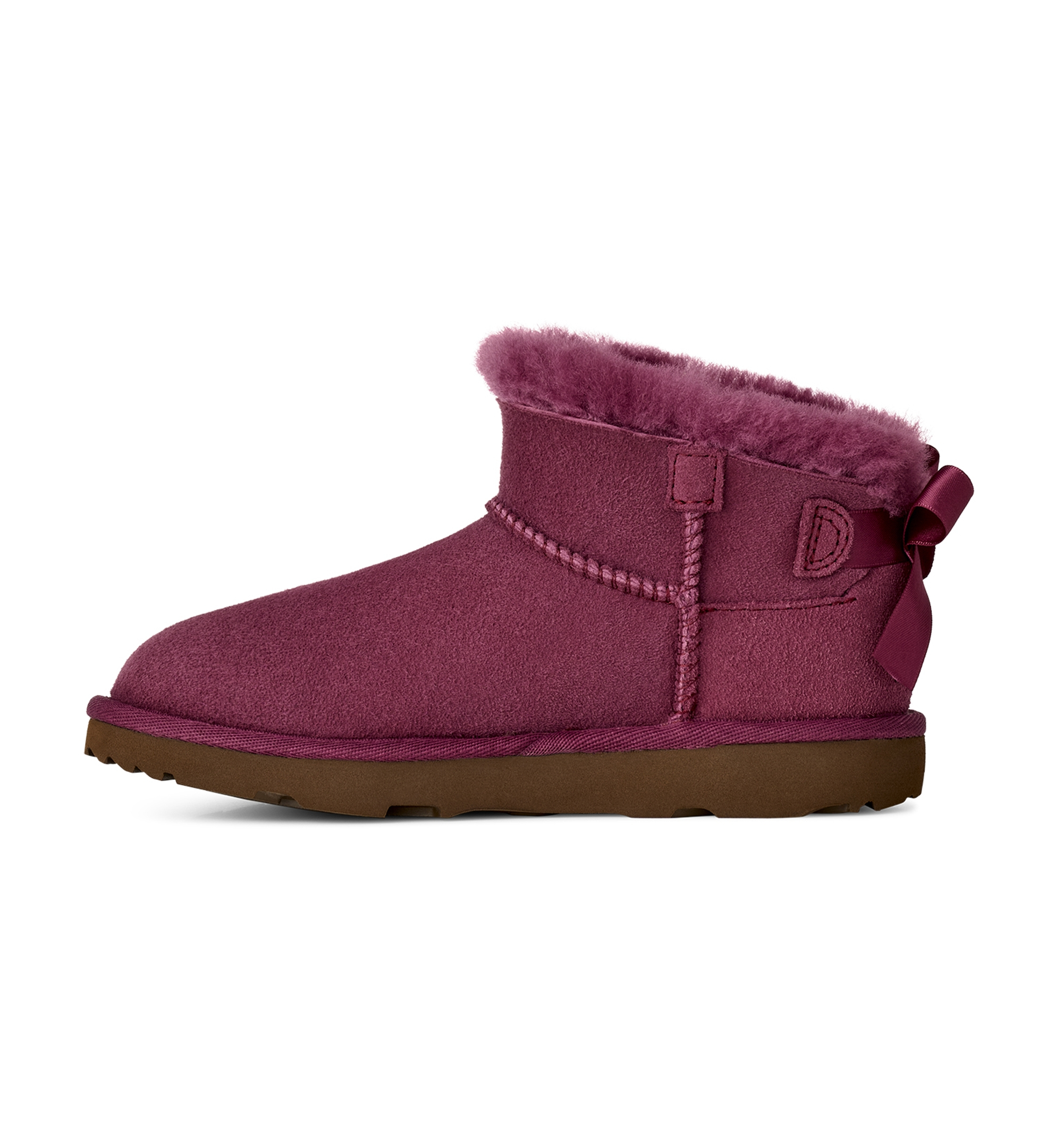 UGG® Kids Ultra Mini Bailey Bow Round Toe Booties - Dark Winterberry