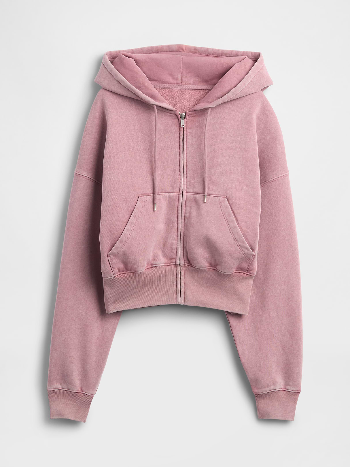 VintageSoft Wedge Zip Hoodie - Mauve pink wash