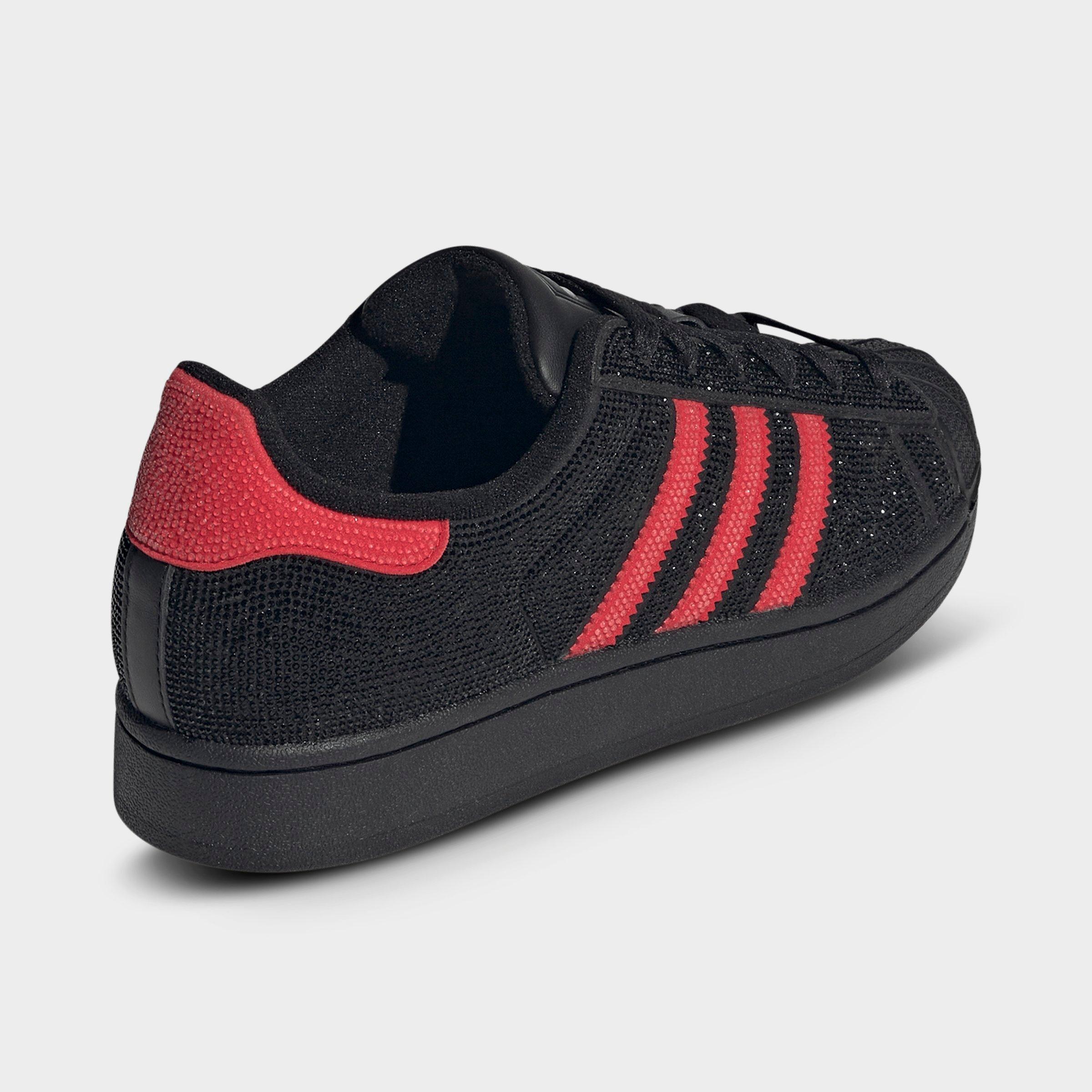 Women's adidas Originals Superstar II Casual Shoes - Core Black/Better Scarlet/Silver Metallic - Back view