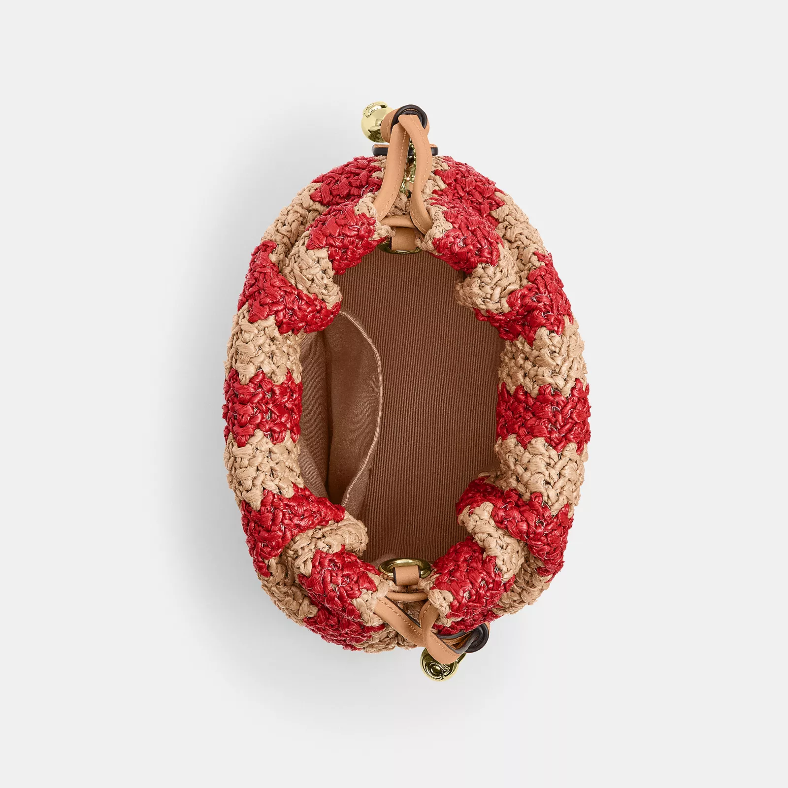 Faye Large Shoulder Bag With Stripes - Gold/Red/Tan - view 4