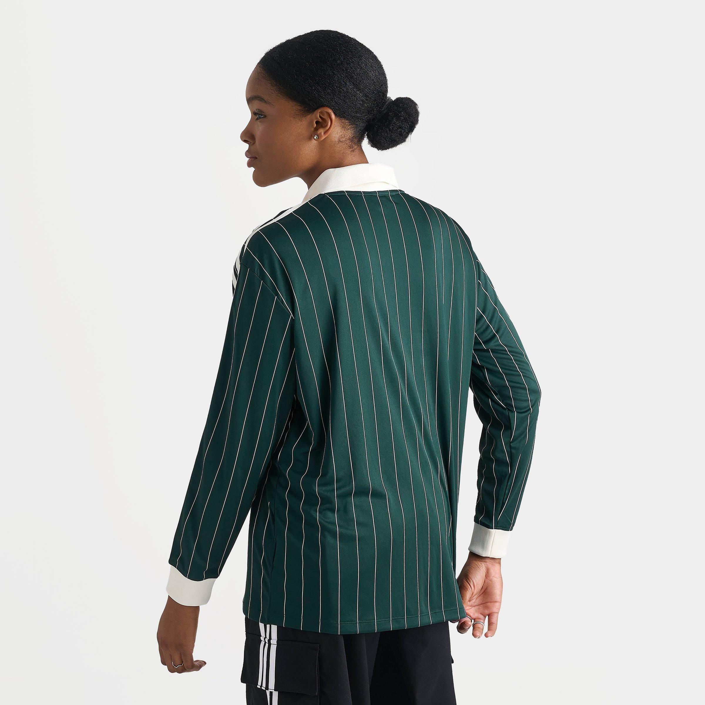 Women's adidas Originals Pinstripe Long-Sleeve Football T-Shirt - Aurora Ivy