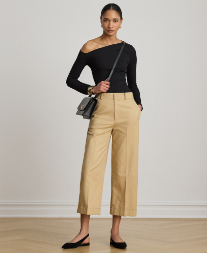 Lauren Ralph Lauren Women's High-Rise Double-Faced Stretch Cropped Pants - Birch Tan