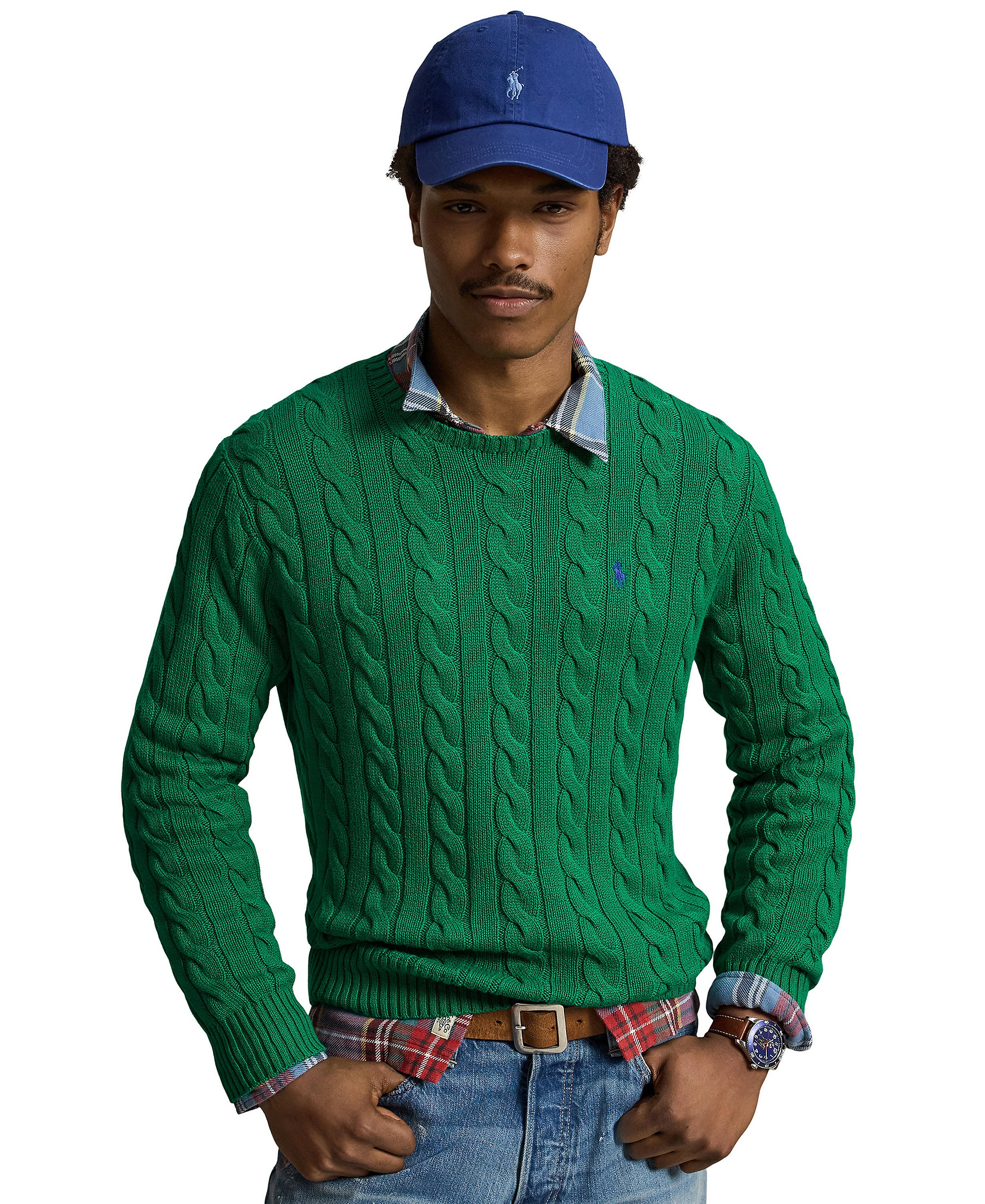 Polo Ralph Lauren Men's Cable-Knit Cotton Sweater - Erin Green