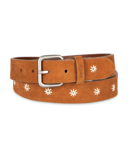 Levi's Women's Casual Floral Embroidered Belt - Tan Suede
