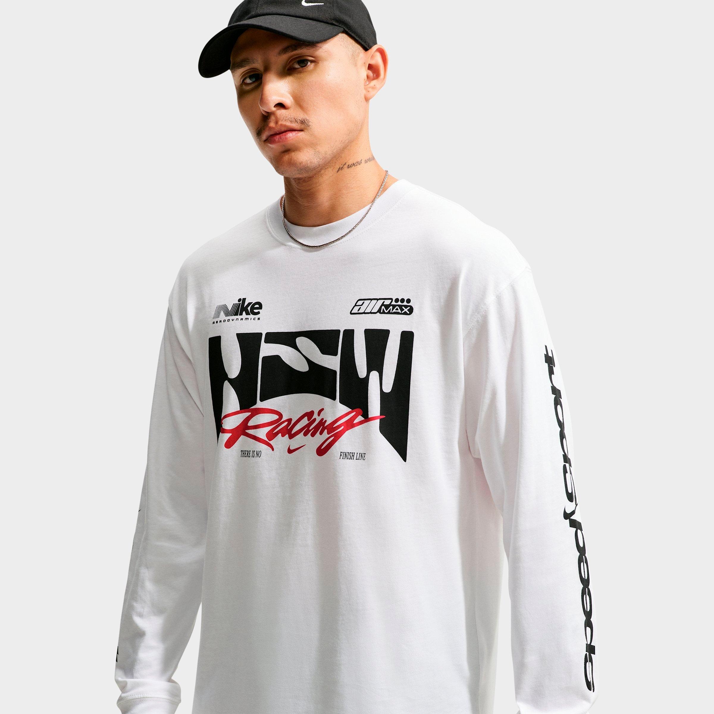 Men's Nithtke Sportswear Swoosh Speed Graphic Long-Sleeve T-Shirt - White