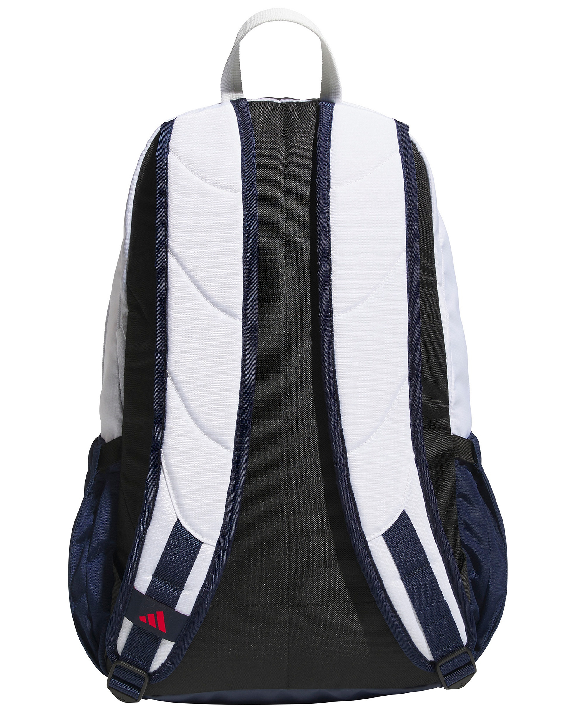 adidas Men's Multiple Zippered Pockets Backpack Messenger - White/Night Indigo/Pure Ruby Red