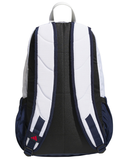 adidas Men's Multiple Zippered Pockets Backpack Messenger - White/Night Indigo/Pure Ruby Red