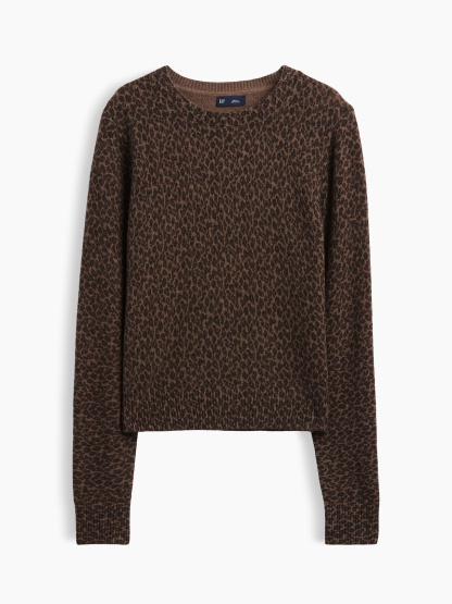 CashSoft Crew Sweater - Brown leopard print