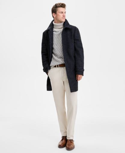 Tommy Hilfiger Men Modern Fit Car Coat - Navy Herringbone