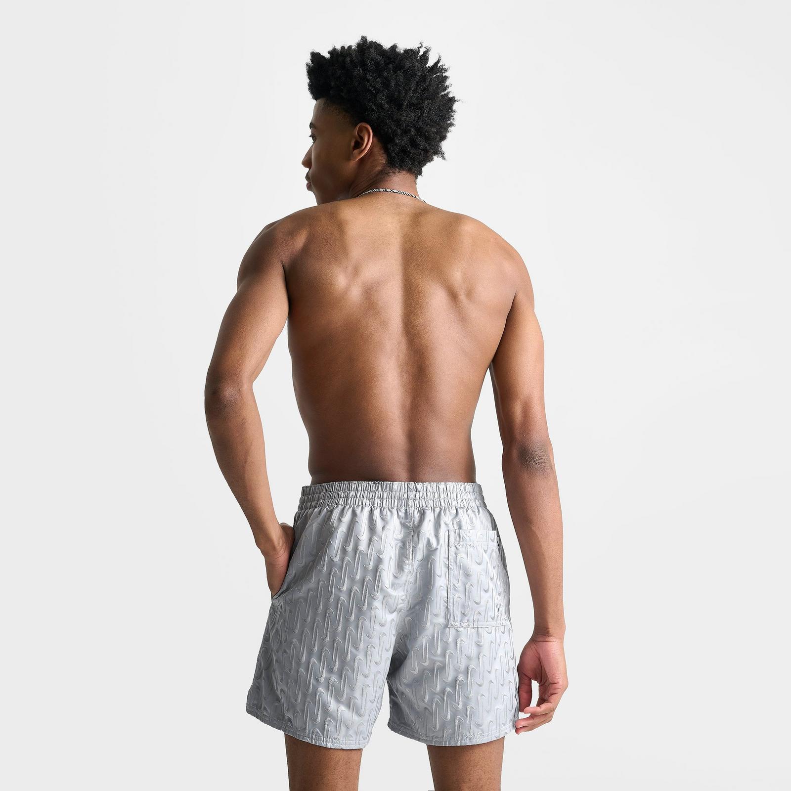 Men's Nike Swim Breaker Swoosh Link Lined Volley Swim Shorts - Grey