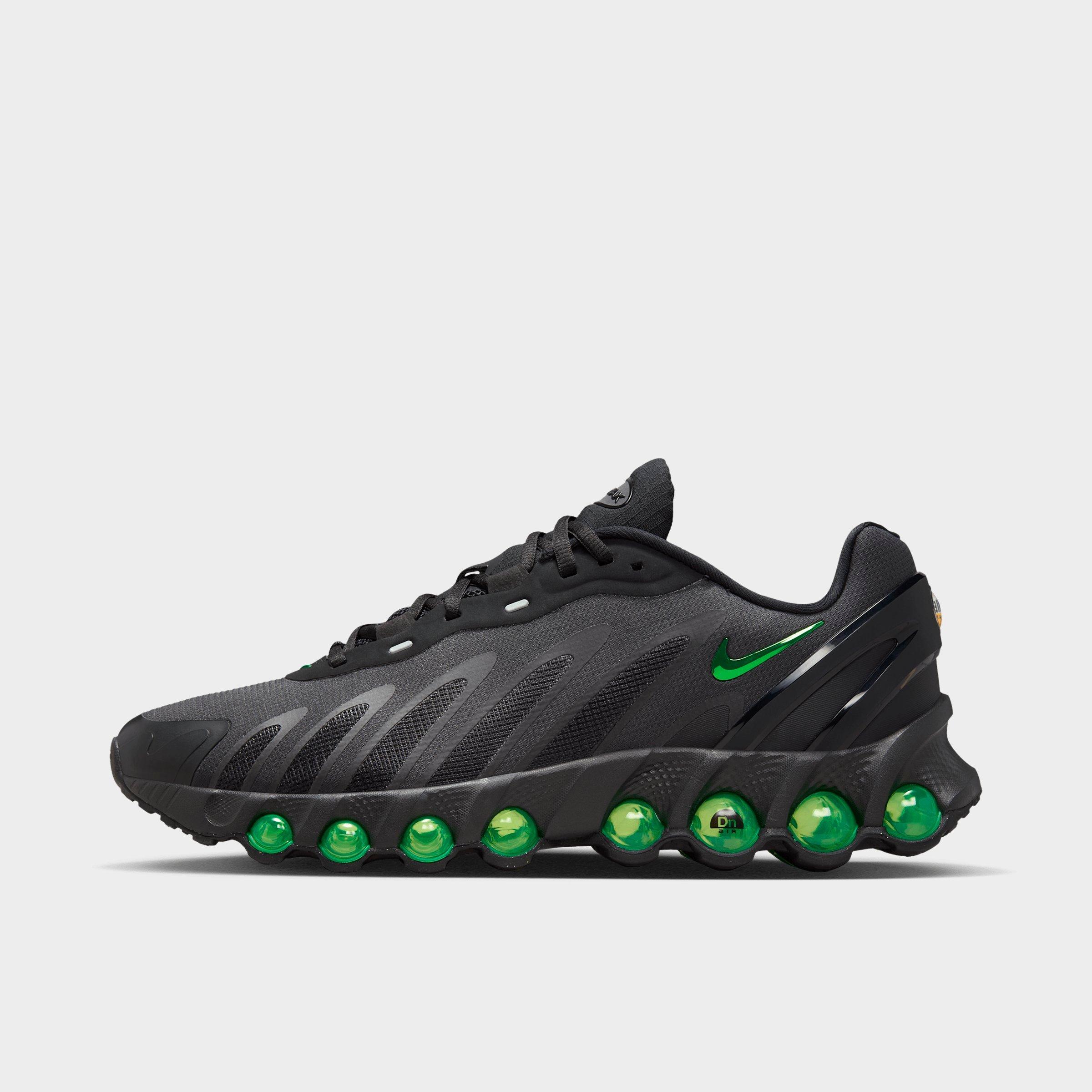 Men's Nithtke Air Max Dn8 Casual Shoes - Black/Dark Smoke Grey/Black/Green Strike - Left shoe facing left. Outside of the shoe.