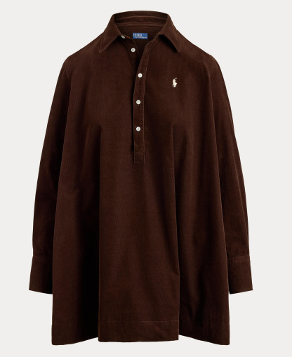 Polo Ralph Lauren Women's Corduroy Pleated Shirt Dress - Brown