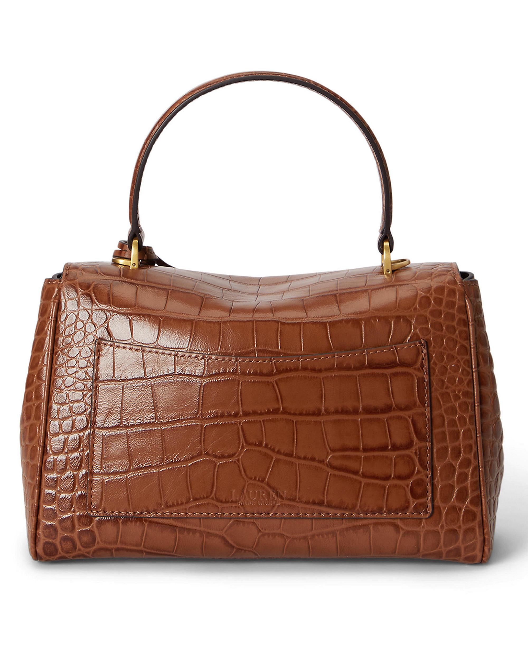 Lauren Ralph Lauren Farrah Embossed Small Soft Satchel Handbag - Lauren Tan