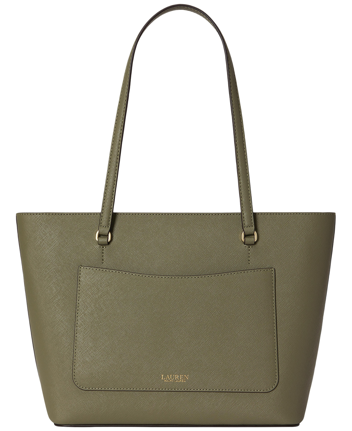 Lauren Ralph Lauren Crosshatch Leather Karly Medium Shopper Tote Handbag - Sage Green