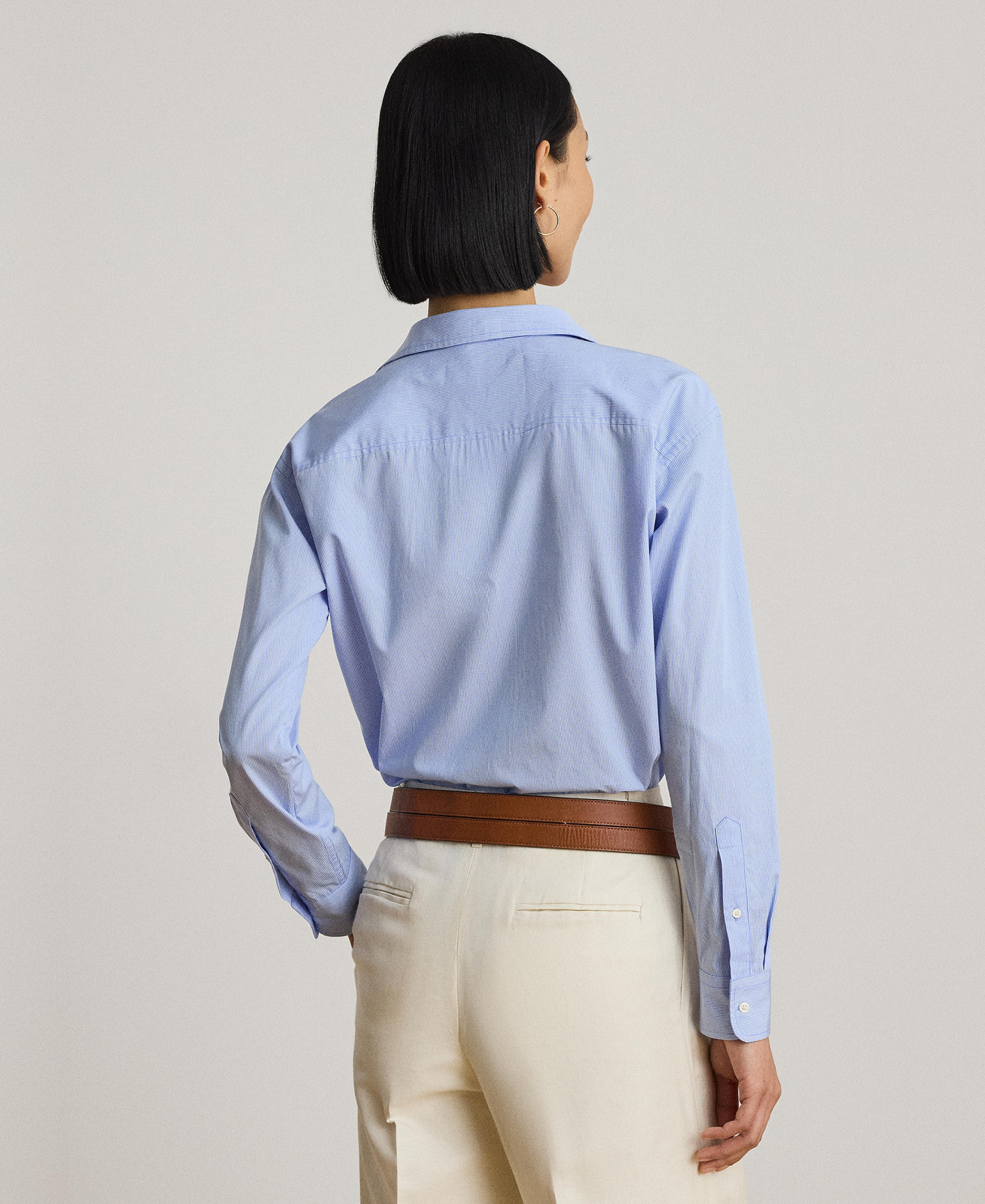Lauren Ralph Lauren Women's Point Collar Striped Broadcloth Shirt - Blue/white