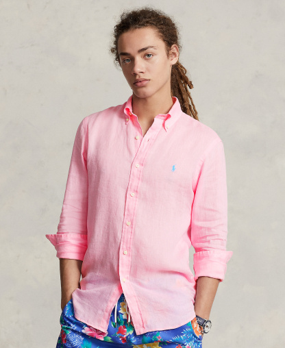 Polo Ralph Lauren Men's Classic-Fit Linen Shirt - Carmel Pink