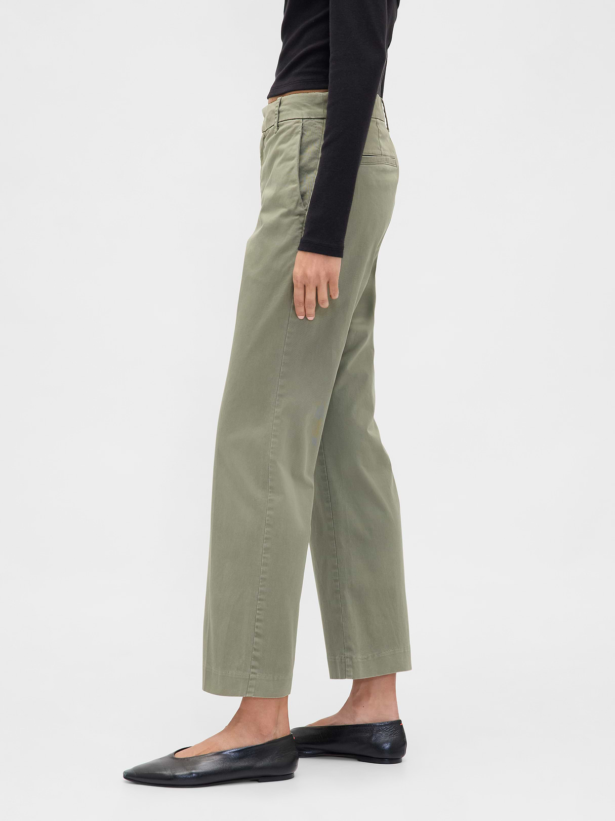 Mid Rise Khakis - Mesculen green