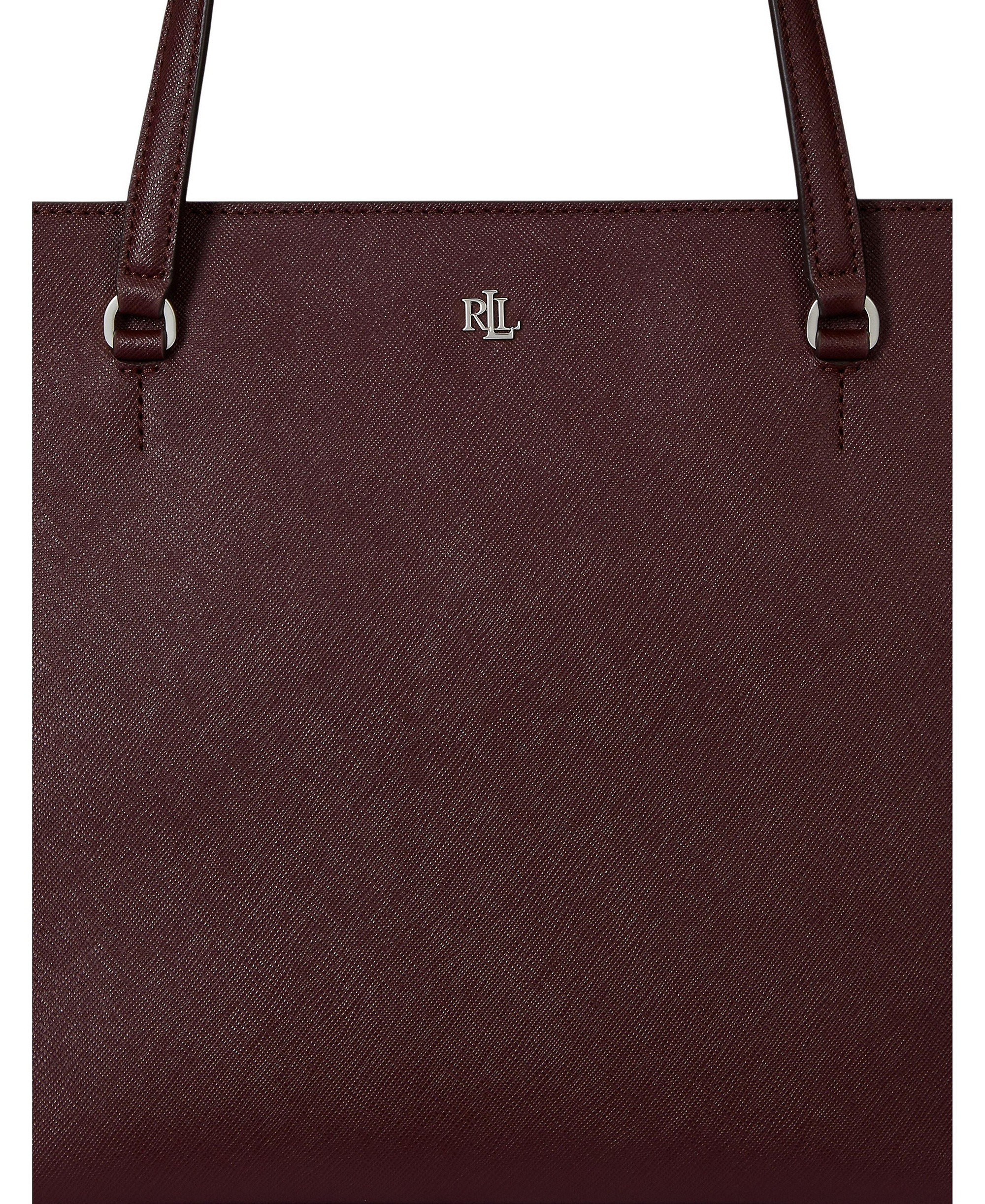 Lauren Ralph Lauren Crosshatch Leather Karly Medium Shopper Tote Handbag - Purple