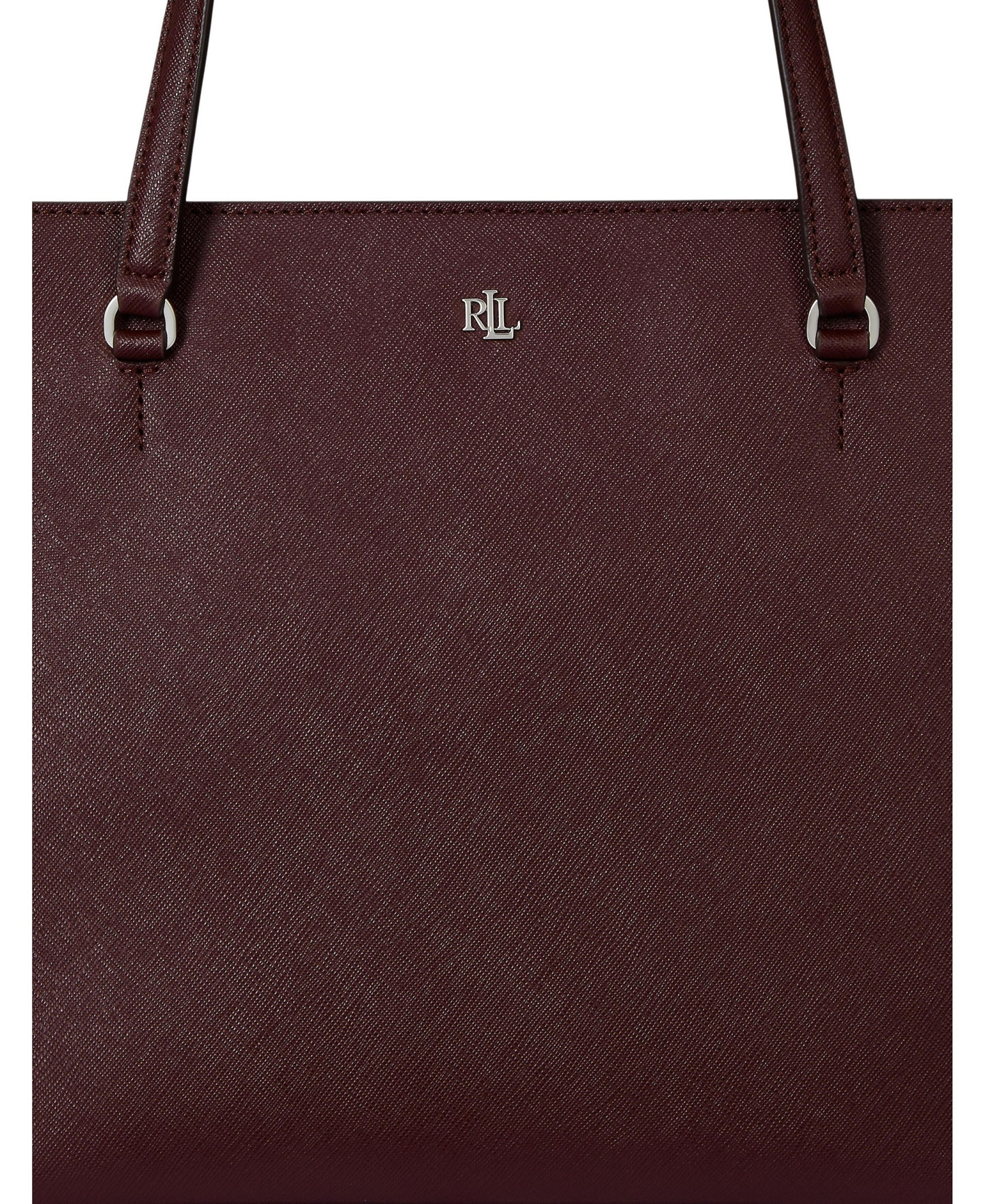 Lauren Ralph Lauren Crosshatch Leather Karly Medium Shopper Tote Handbag - Purple