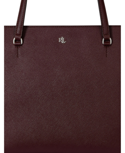 Lauren Ralph Lauren Crosshatch Leather Karly Medium Shopper Tote Handbag - Purple