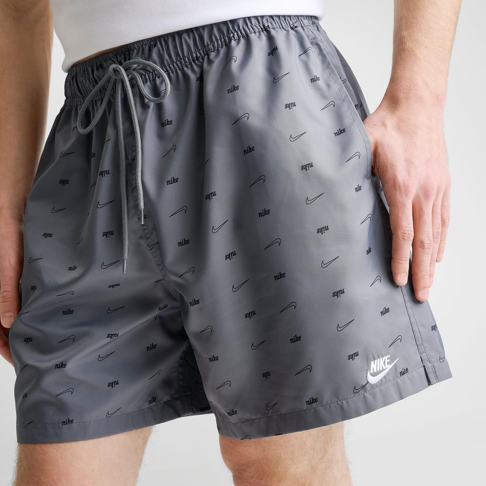 Men's Nike Sportswear Club Monogram Woven Flow Shorts - Smoke Grey/Black