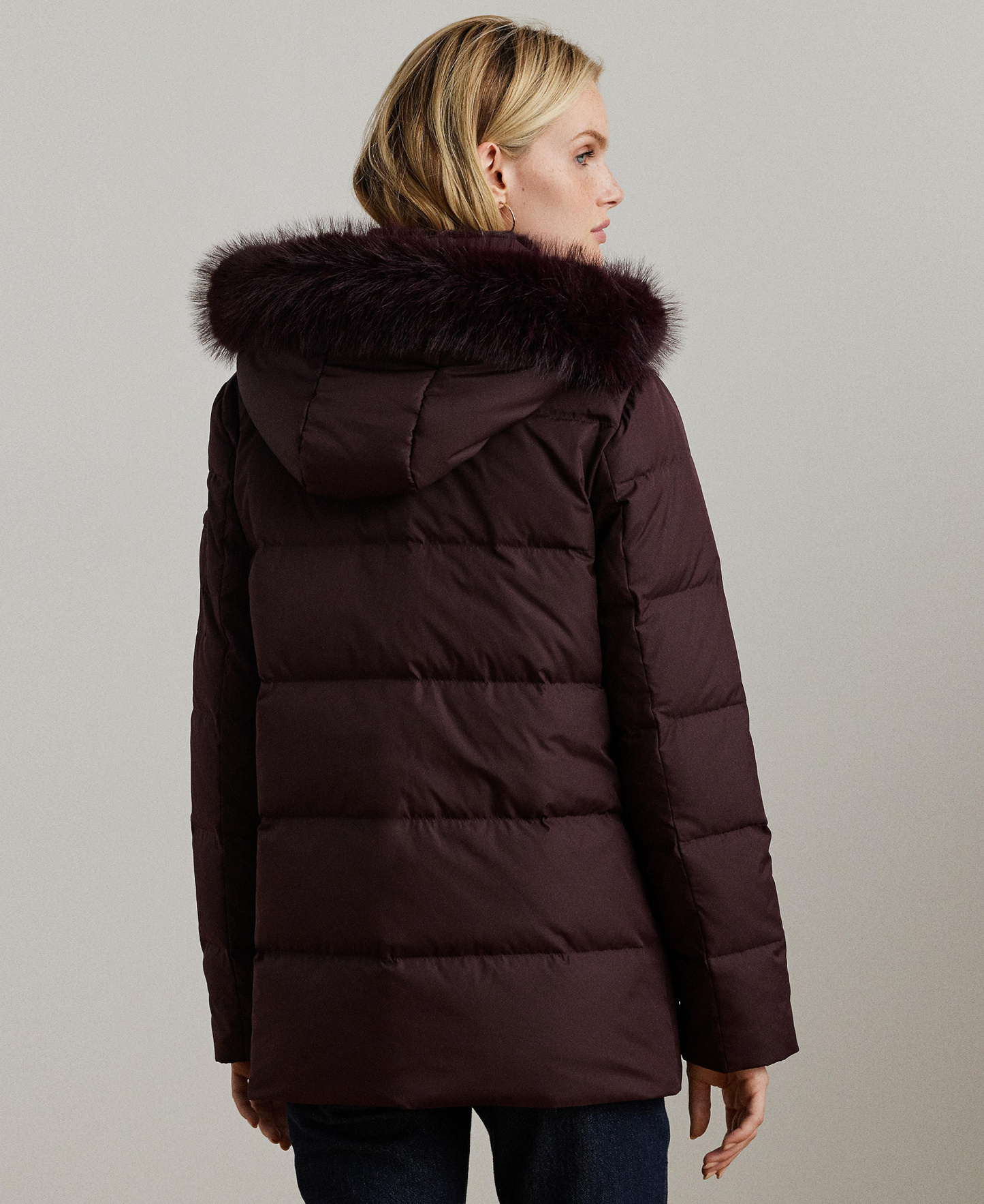 Lauren Ralph Lauren Women's Faux-Fur Hooded Puffer Coat - Pinot Noir