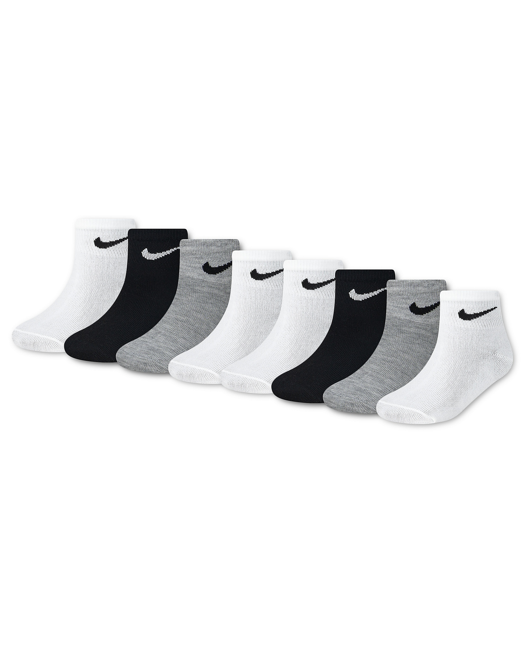 Nike Boys' and Girls' 5-7 Ankle Socks, 8-Pack - Dark Gray/White/Black