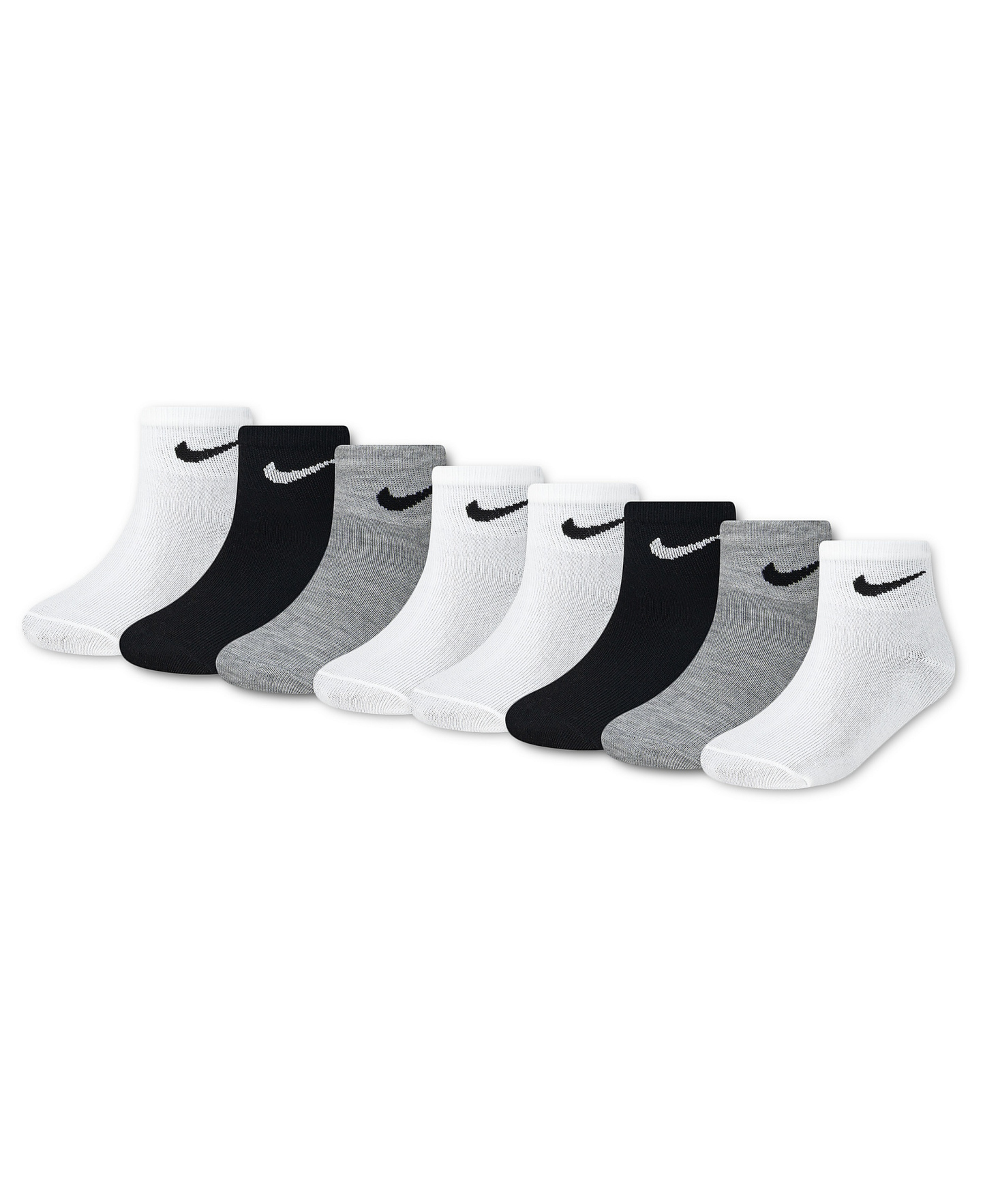 Nike Boys' and Girls' 5-7 Ankle Socks, 8-Pack - Dark Gray/White/Black