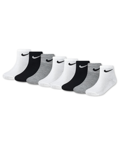 Nike Boys' and Girls' 5-7 Ankle Socks, 8-Pack - Dark Gray/White/Black