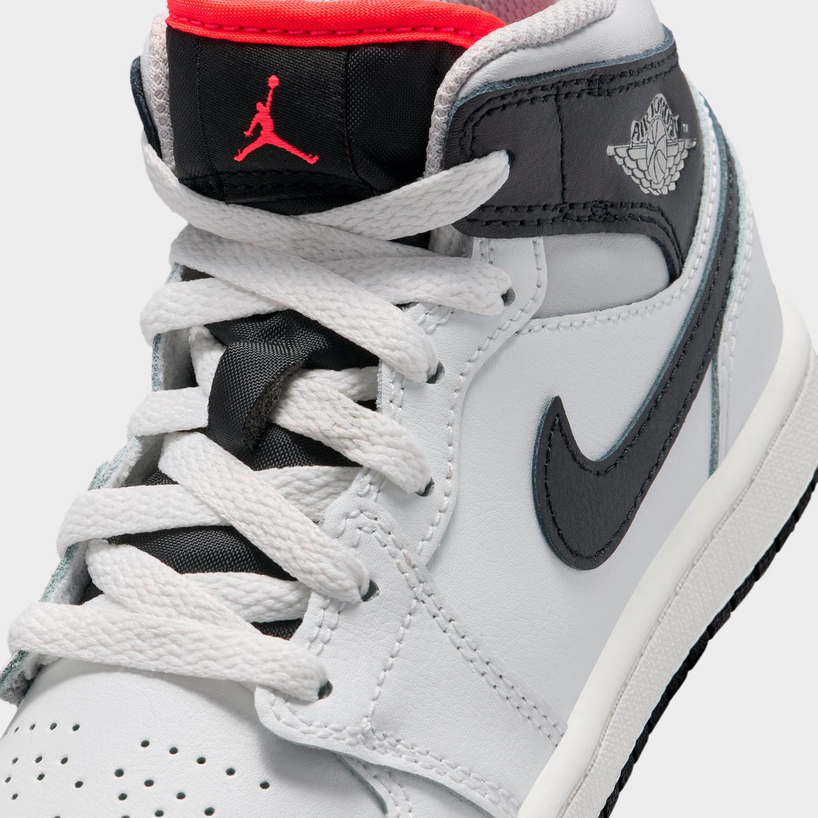 Little Kids' Air Jordan Retro 1 Mid Casual Shoes - Summit White/Infrared 23/Neutral Grey/Black - view 3