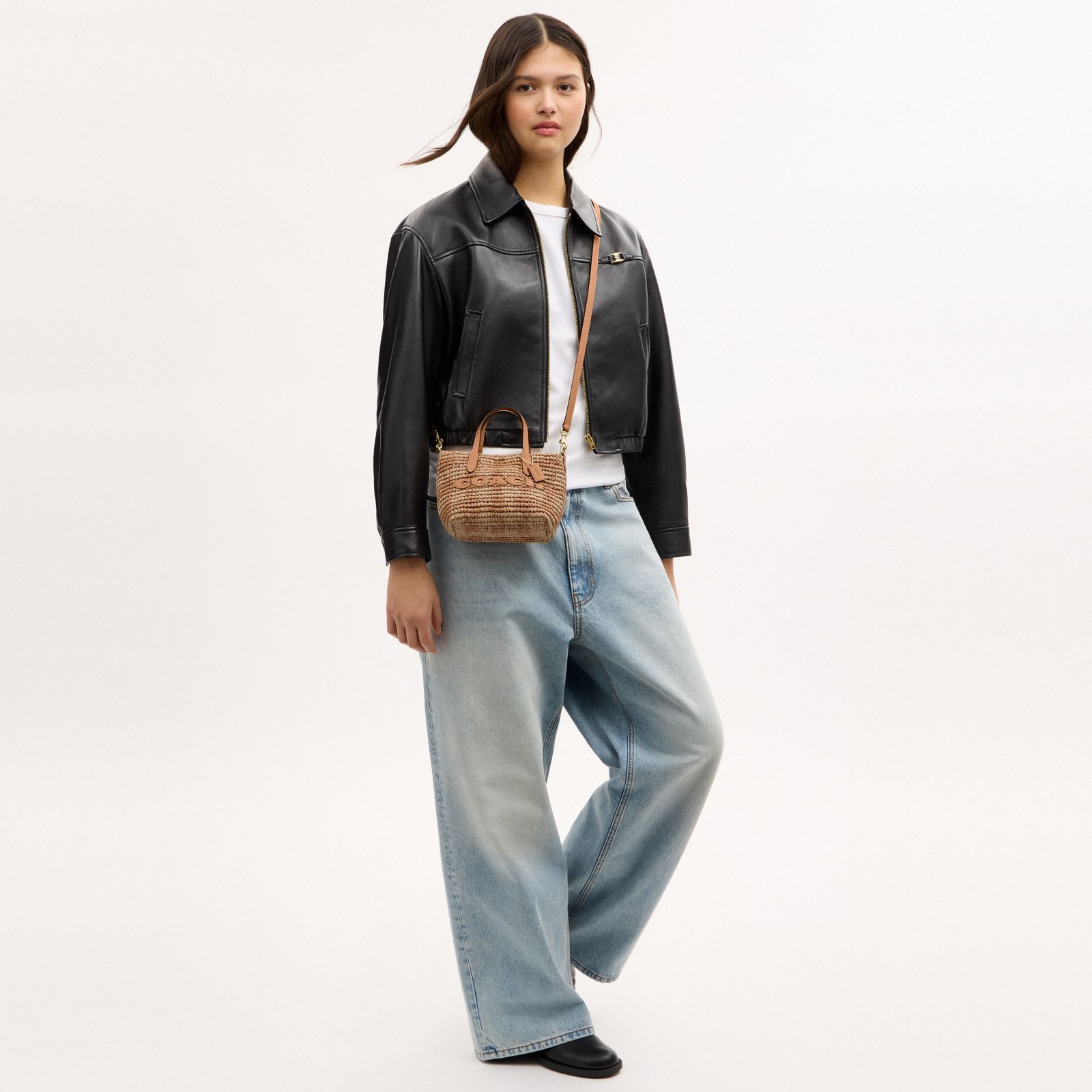 City Mini Tote Bag With Gingham Print - Gold/Tan - view 10