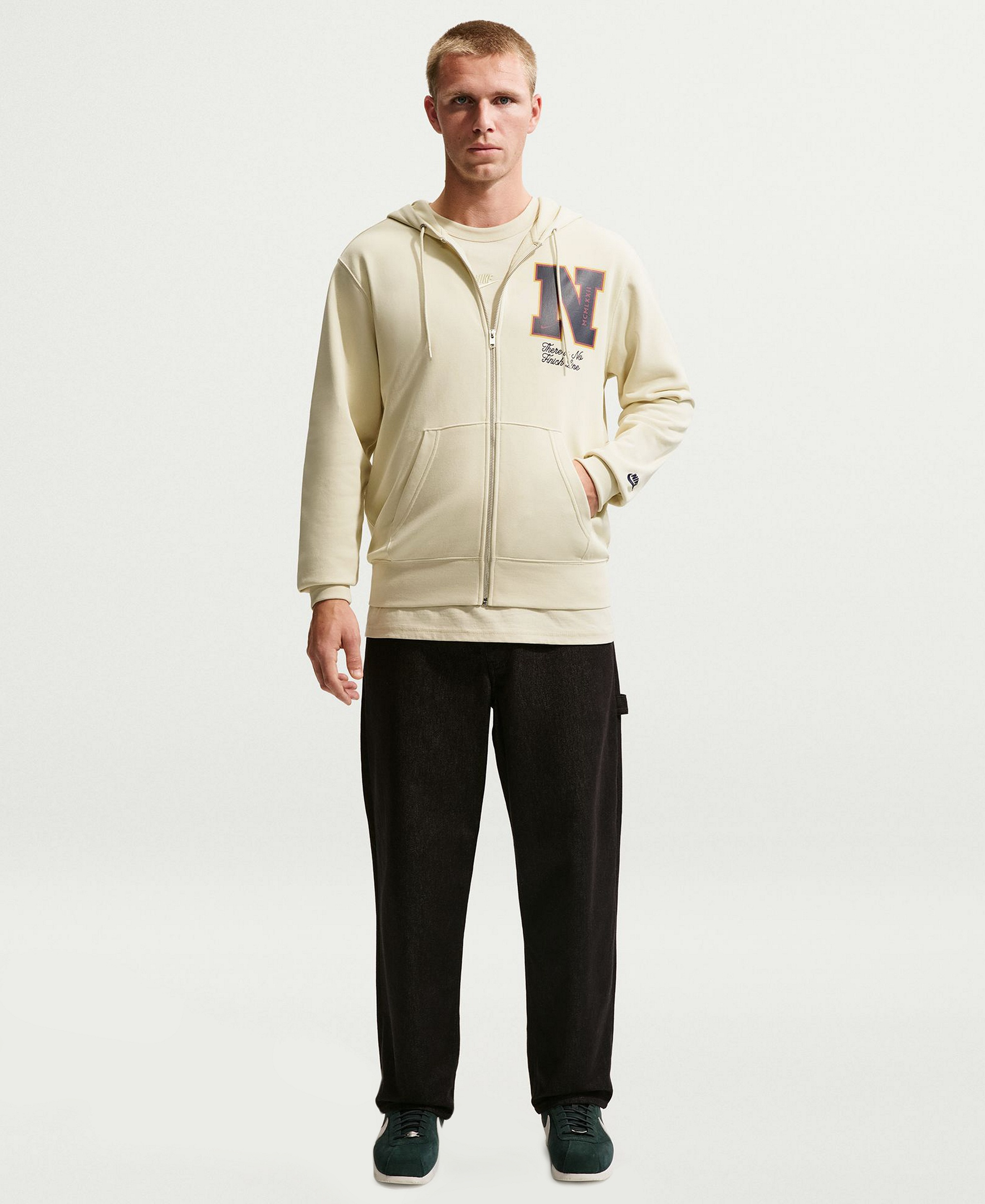 Nike Men's Sportswear Club French Terry Full-Zip Hoodie - Light Khaki/Obsidian