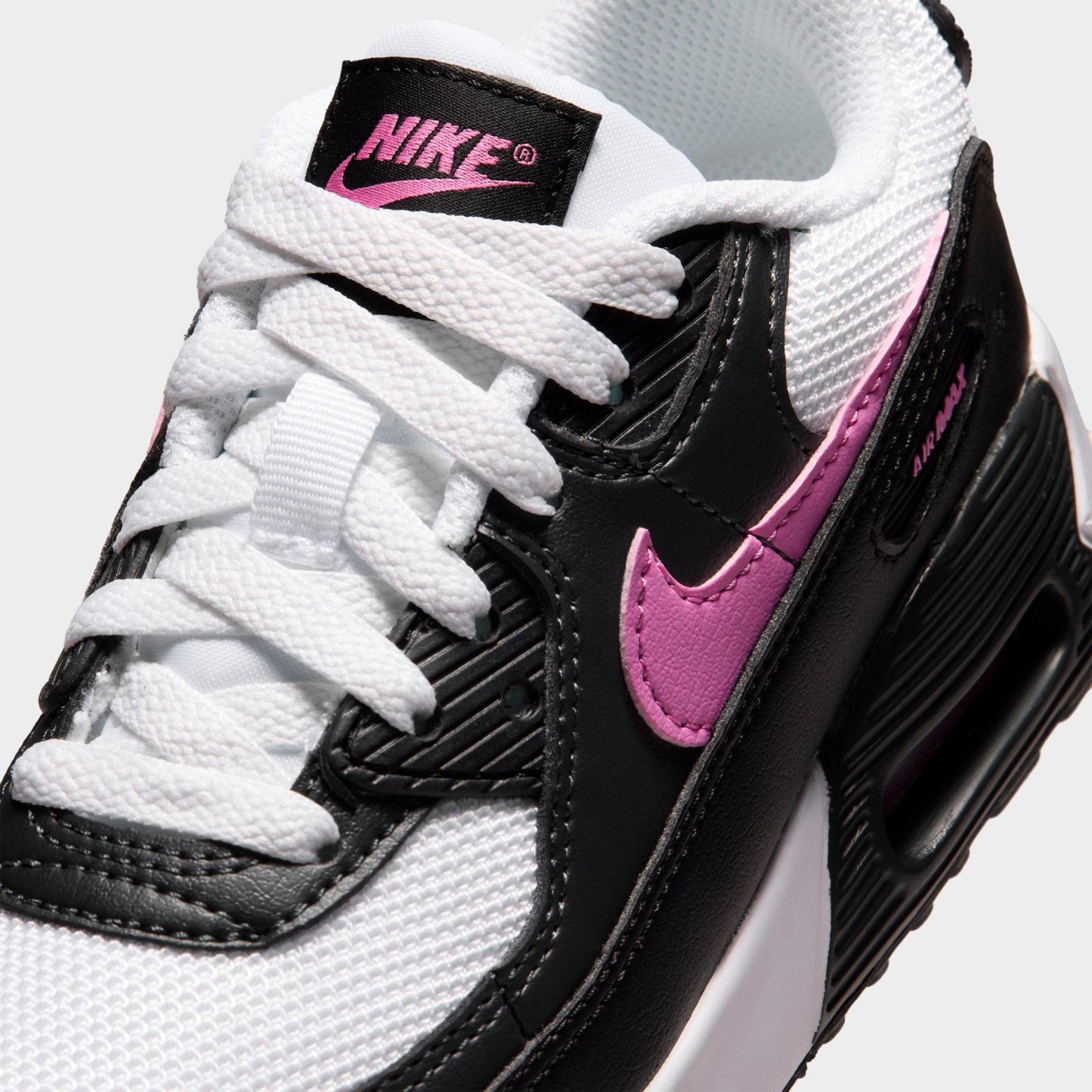 Girls' Little Kids' Nithtke Air Max 90 Casual Shoes - White/Black/Anthracite/Playful Pink - Detail shot