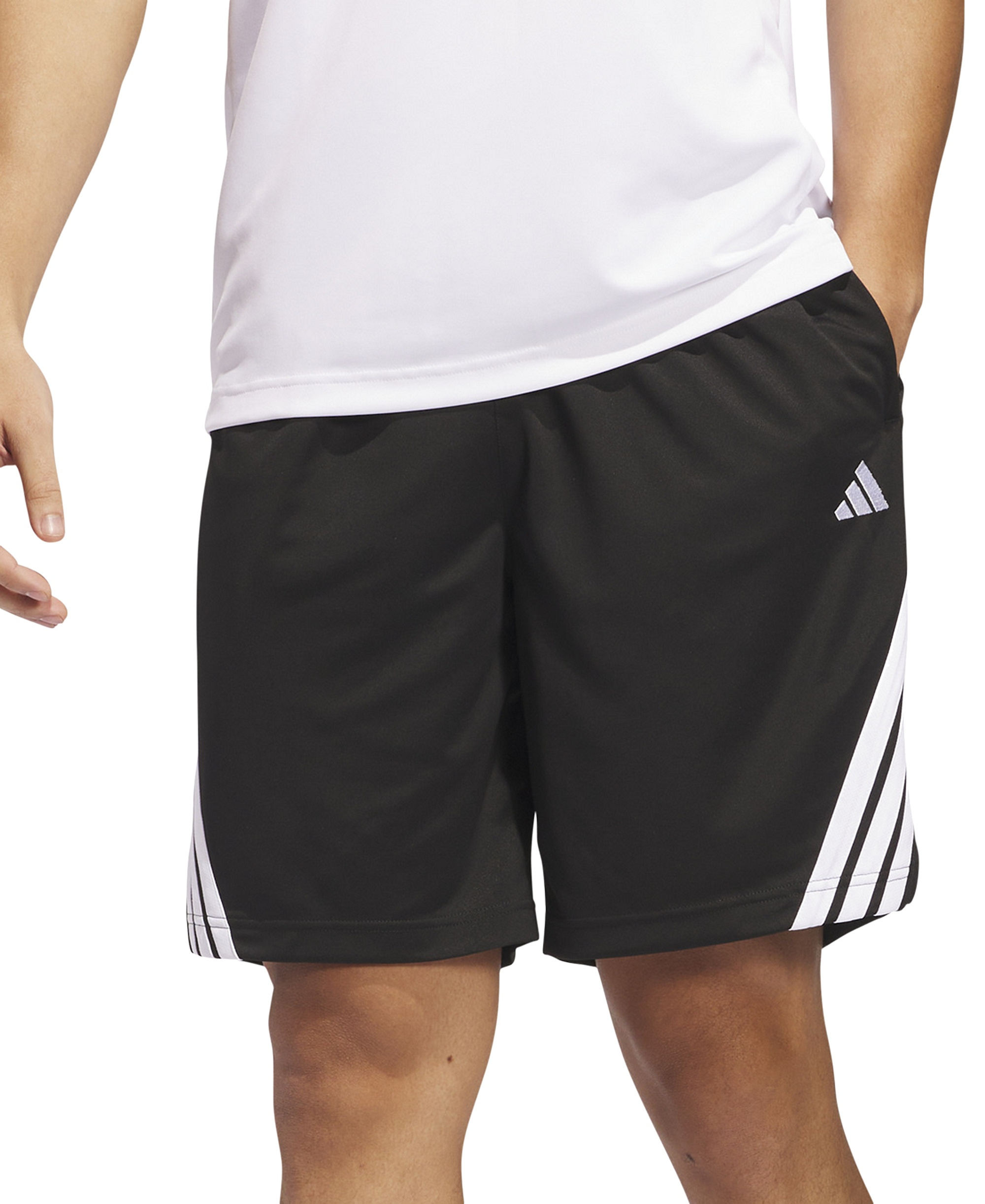 adidas Men's Three Stripes Legends Basketball Shorts - Black/White