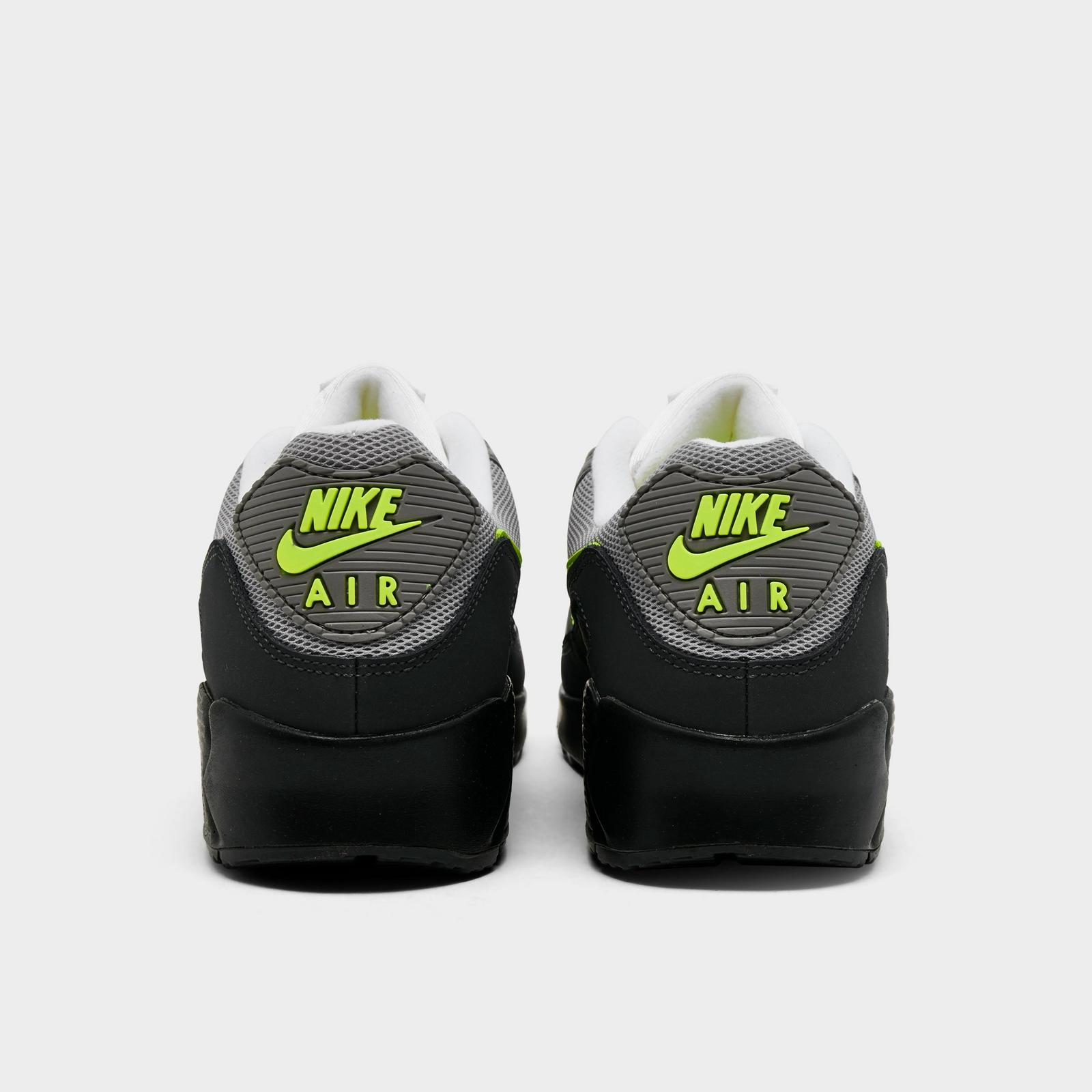 Men's Nike Air Max 90 Casual Shoes - Black/Neon Yellow/Anthracite/Light Charcoal/Pearl Grey/White
