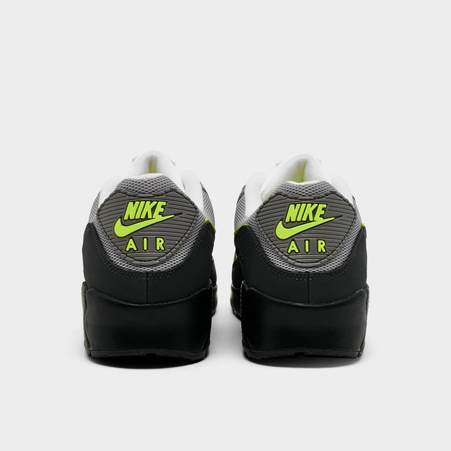 Men's Nike Air Max 90 Casual Shoes - Black/Neon Yellow/Anthracite/Light Charcoal/Pearl Grey/White