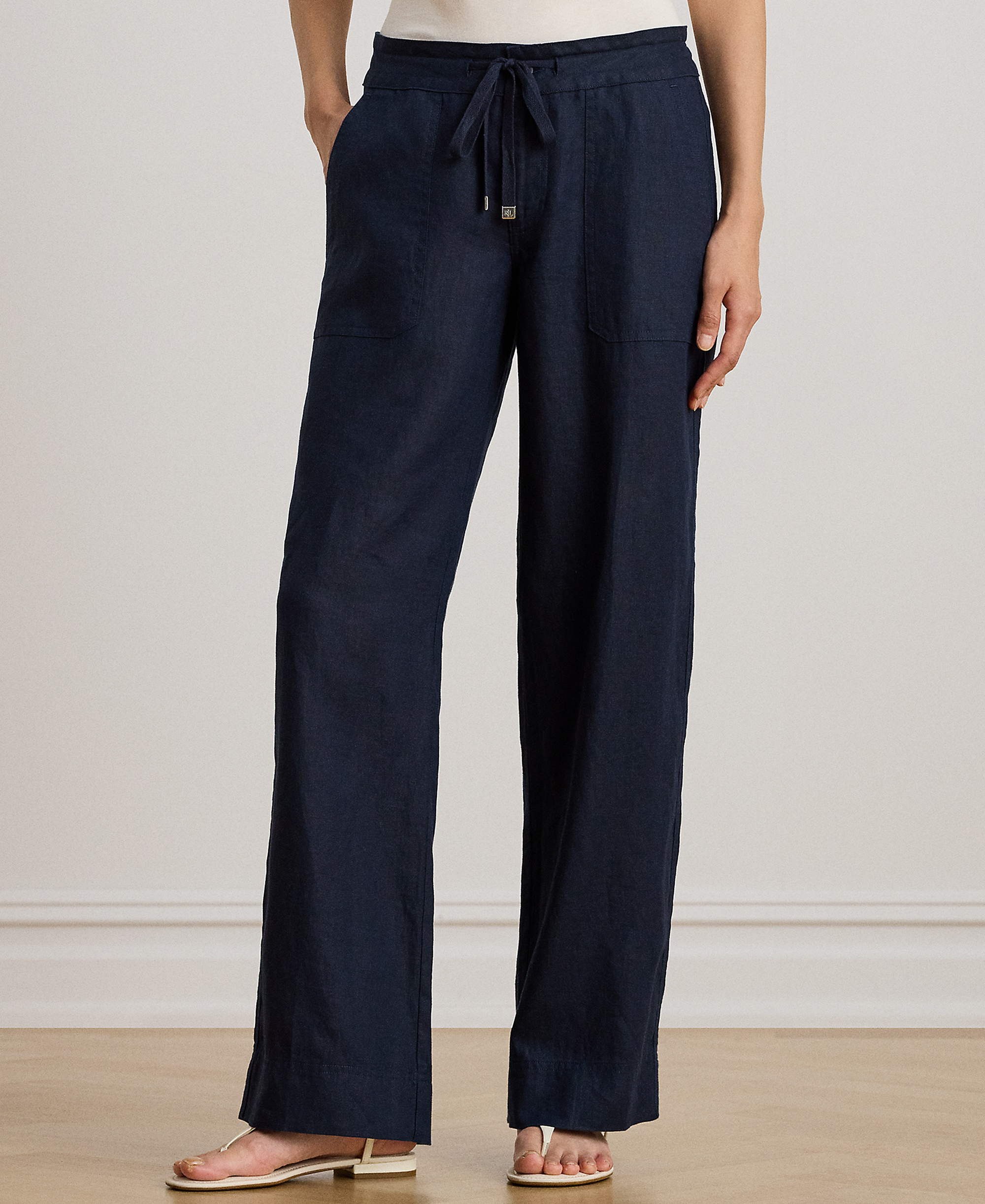 Lauren Ralph Lauren Women's Wide-Leg Linen Pants - Lauren Navy