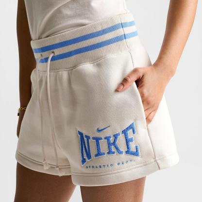 Women's Nike Sportswear Phoenix Fleece 4" High-Waisted Shorts - Light Orewood Brown/University Blue