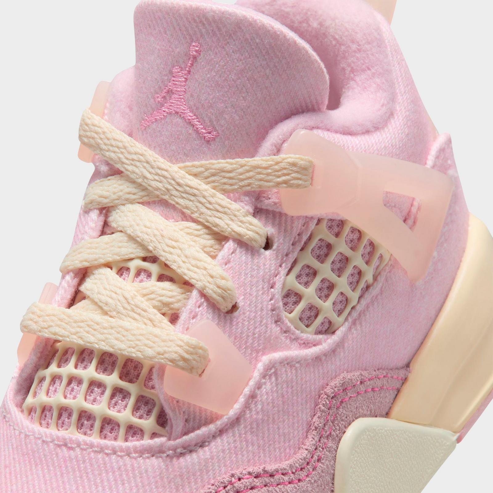 Kids' Toddler Air Jordan Retro 4 Textile Basketball Shoes - Pearl Pink/Iced Carmine/Coconut Milk/Muslin - view 3