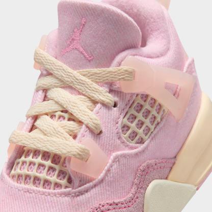 Kids' Toddler Air Jordan Retro 4 Textile Basketball Shoes - Pearl Pink/Iced Carmine/Coconut Milk/Muslin - view 3