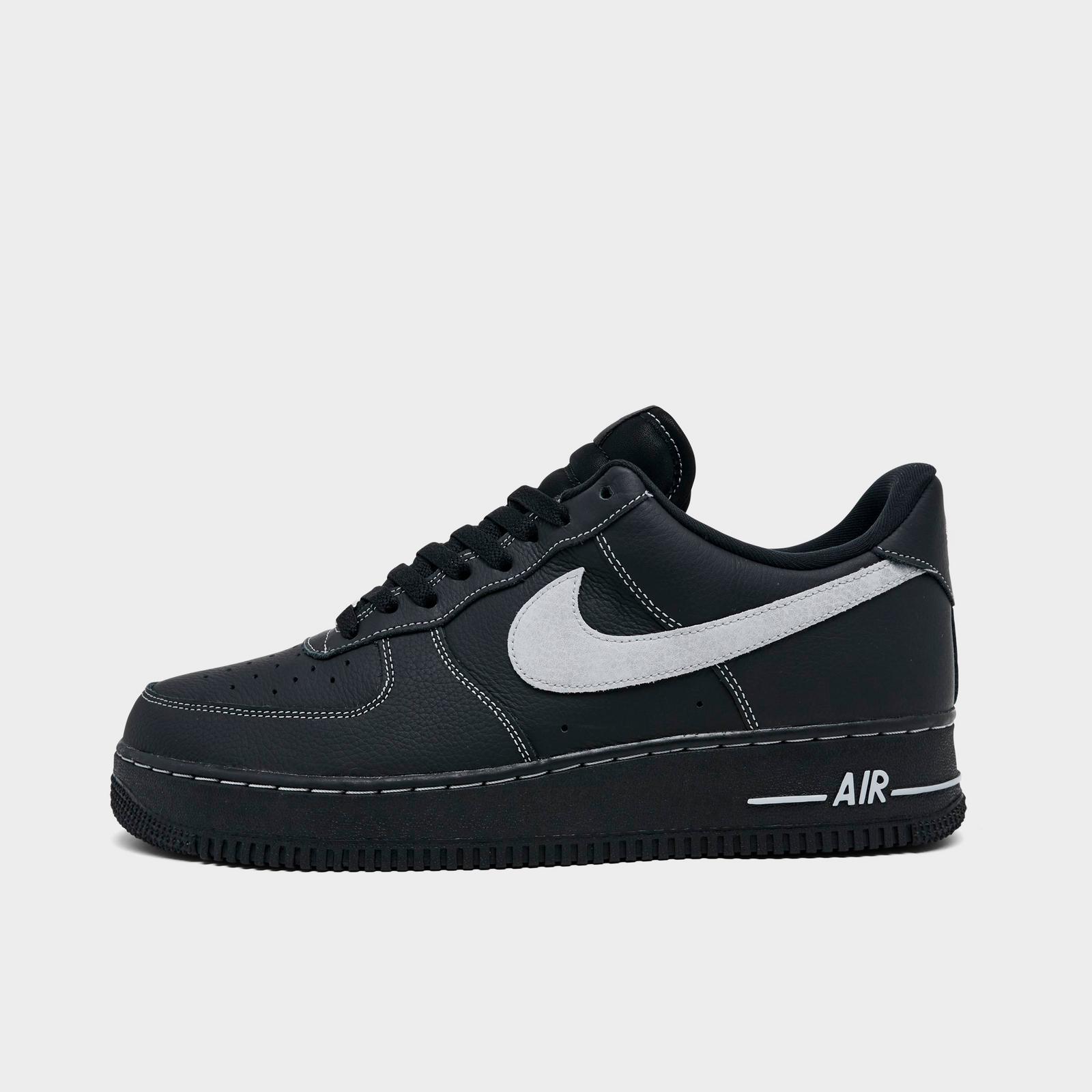 Men's Nike Air Force 1 '07 LV8 Casual Shoes - Black/Black/Black/Wolf Grey