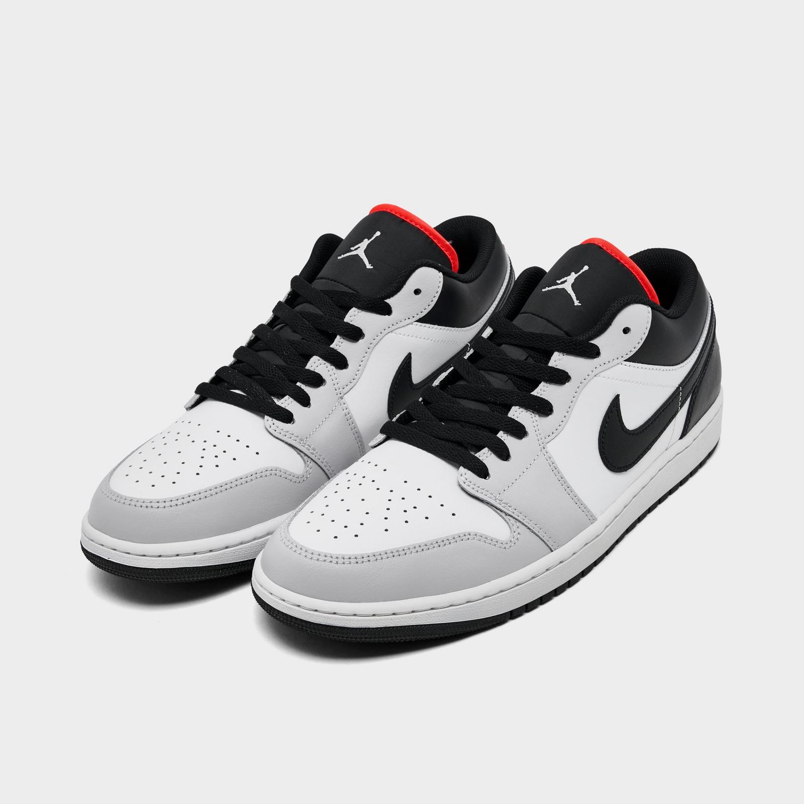 Men's Air Jordan Retro 1 Low Casual Shoes - Neutral Grey/Summit White/Infrared 23/Black - Left shoe facing left. Outside of the shoe. - view 2