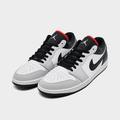 Men's Air Jordan Retro 1 Low Casual Shoes - Neutral Grey/Summit White/Infrared 23/Black - Left shoe facing left. Outside of the shoe. - view 2