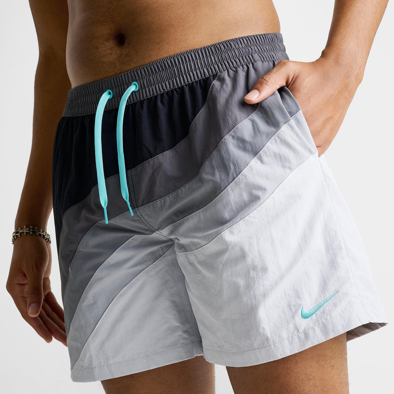 Men's Nike Swim Breaker AM95 7" Lined Volley Shorts - Smoke Grey/Wolf Grey/Bleached Turquoise