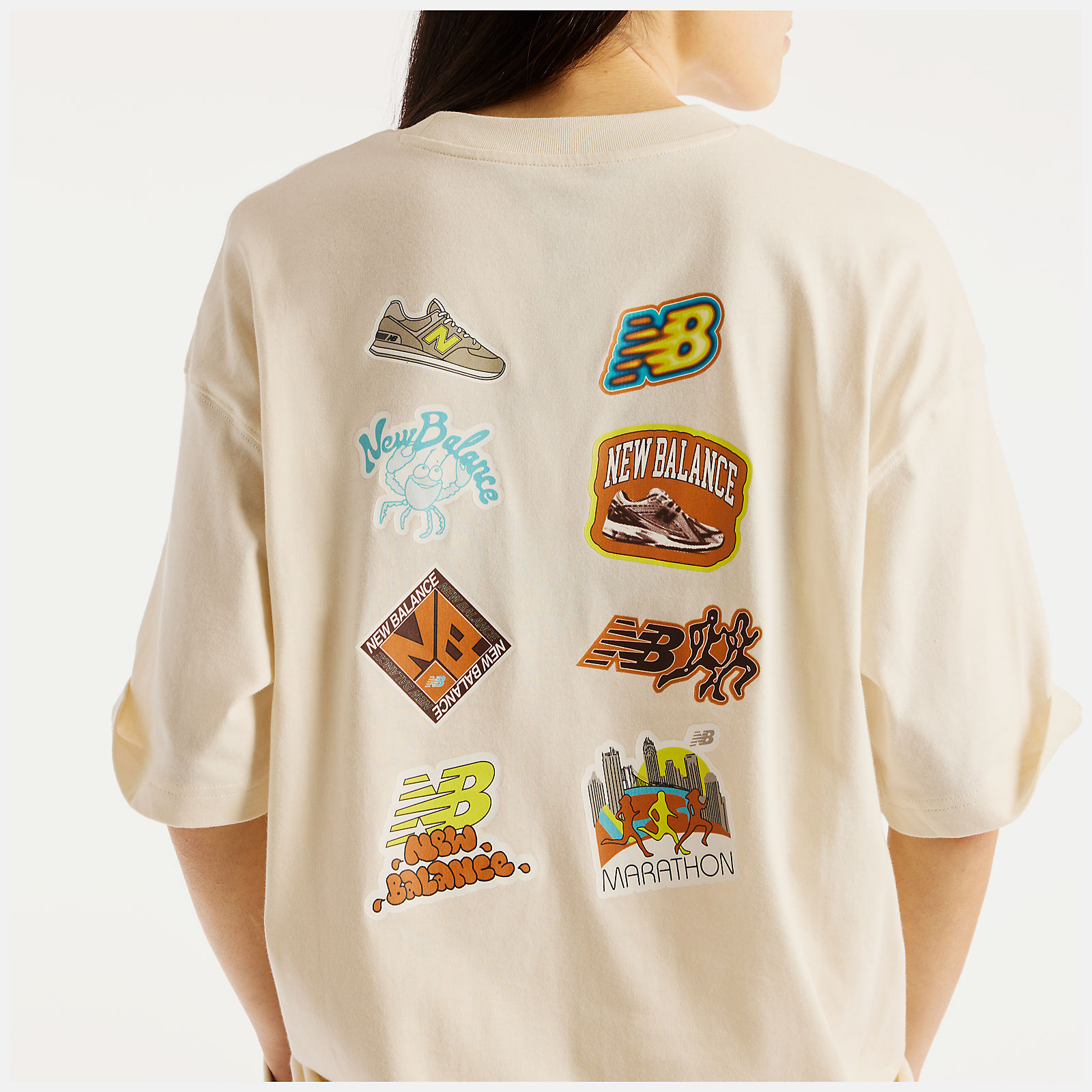New Balance Sticker Pack Oversized T-Shirt, WT62P2R0LIN