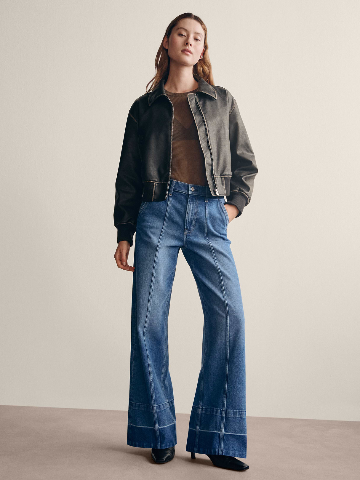 High Rise Stride Wide-Leg Jeans - Medium indigo