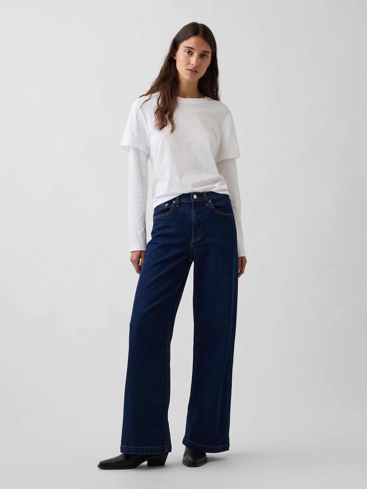 High Rise Stride Wide-Leg Jeans - Rinse wash