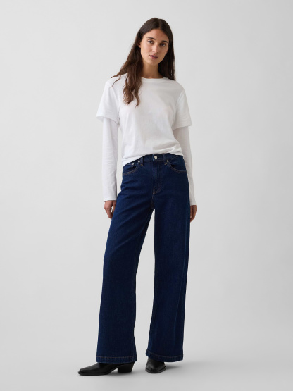 High Rise Stride Wide-Leg Jeans - Rinse wash