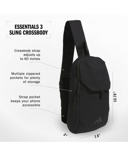 adidas Men's Essentials 3 Lightweight Sling Bag - Black