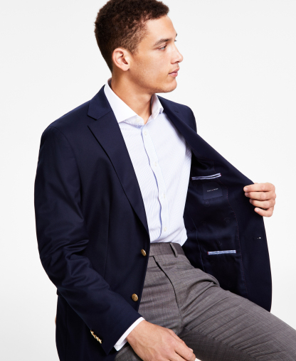 Tommy Hilfiger Men's Modern-Fit Solid Navy Blazer - Navy